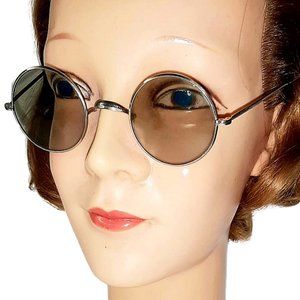 Genuine 1930s Vintage Sunglasses Round Wire Rims Nonprescription Lenses Unisex